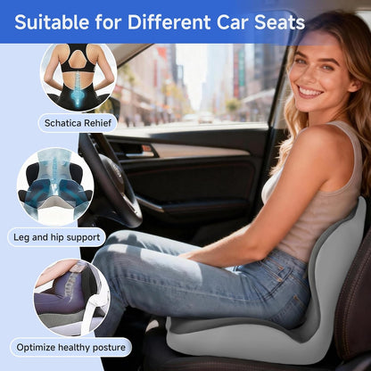 Ergonomic Car Seat Cushion with Lumbar Support, Pressure-Responsive Memory Foam, Enhanced Pelvic Stability for Pressure Relief, Ideal for Long Driving, Office & Home (Gray)