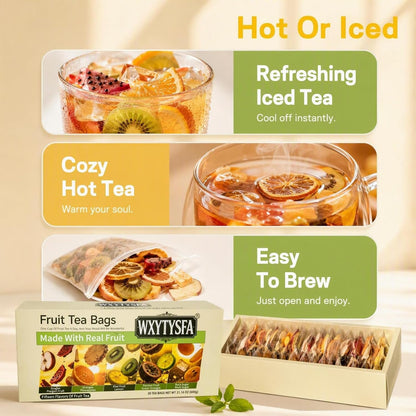 Fruit Tea Gift Box - 30 Indiv Wrapped Bags, Caffeine-Free, 1.35lbs