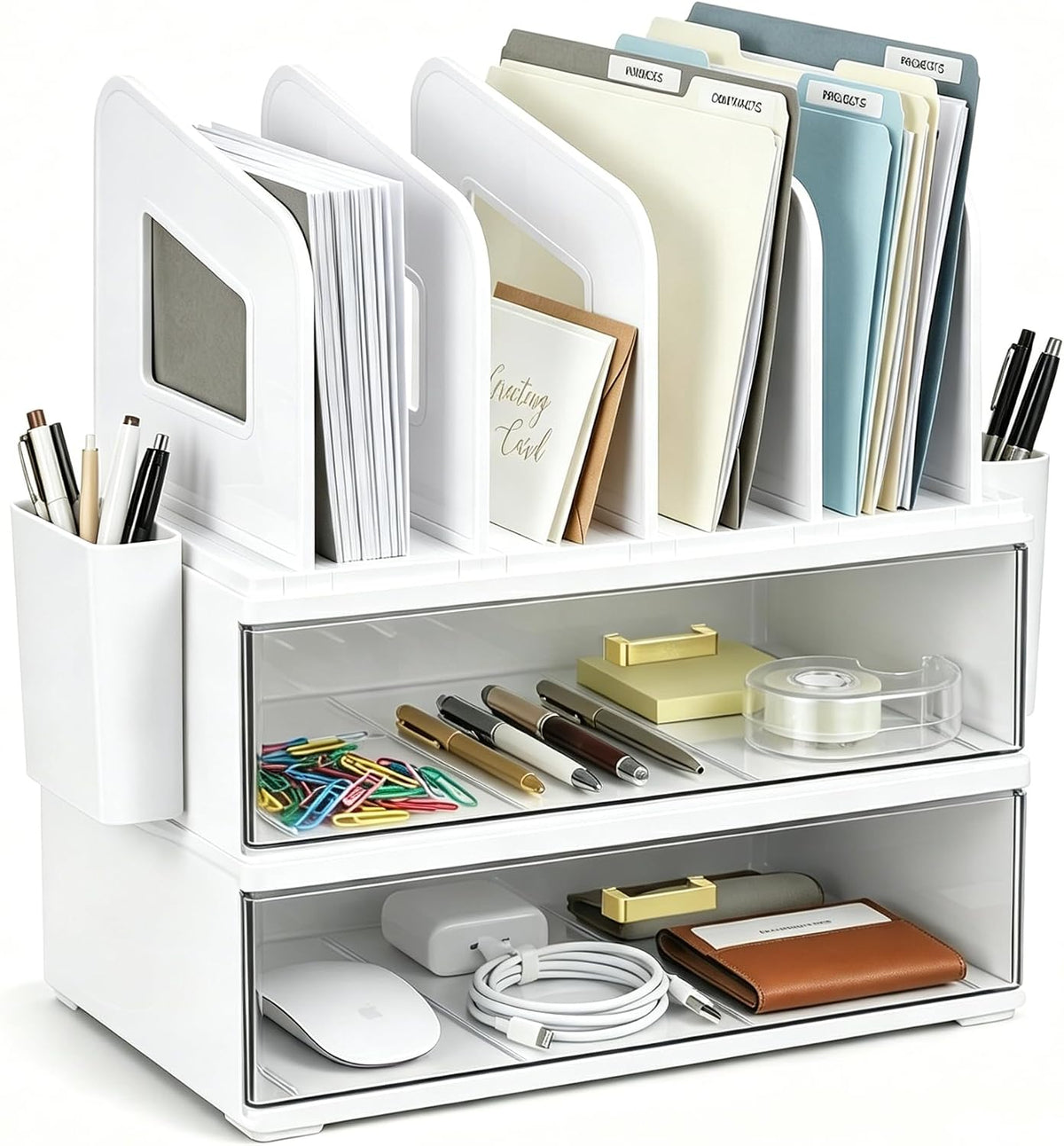 CiWiVOKi Vertical File Holder, PET Desk Organizer, Black
