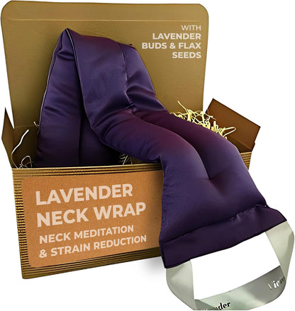 Victoria's Lavender Luxury Lavender Neck Wrap, Microwavable Neck Heating Pad, Aromatherapy Wrap for Men & Women, Filled with Lavender Buds & Flax Seed, Relaxing Spa Gift