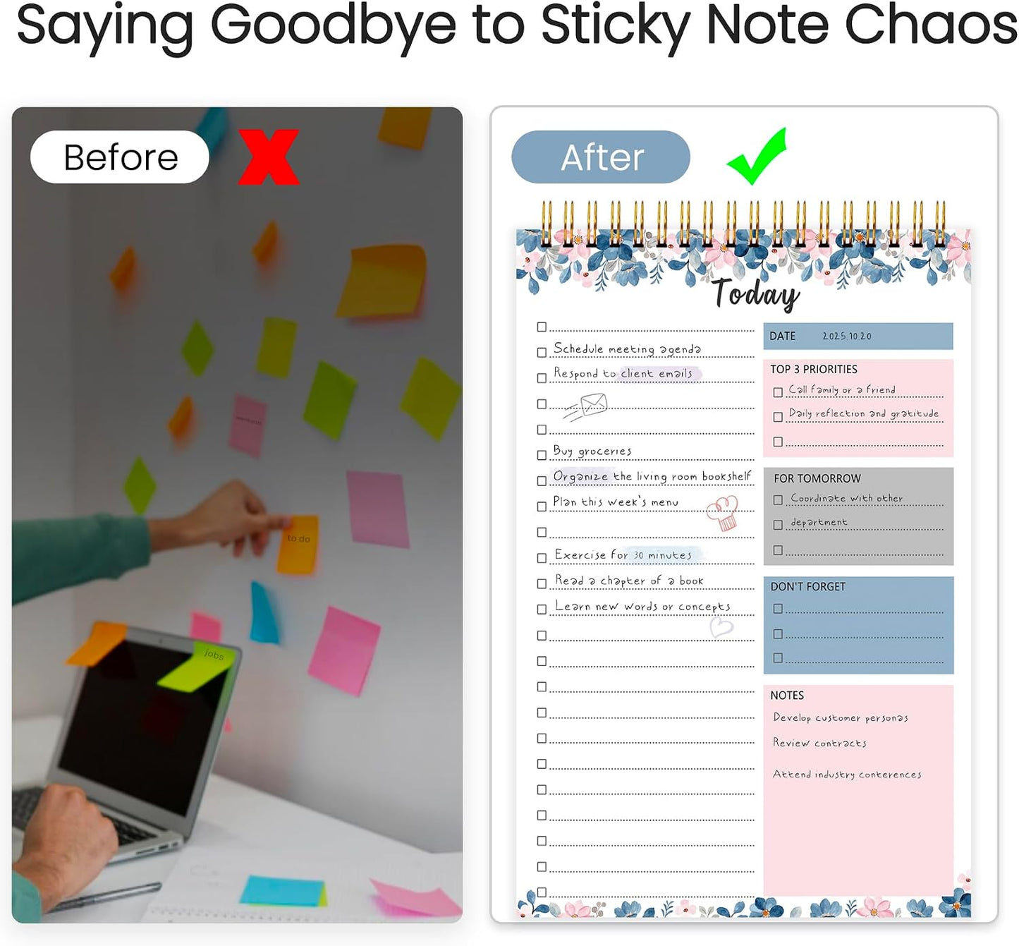 To Do List Notepad - To Do List Notebook for Work with 52 Sheets, Undated Daily Planner Perfect for Enhanced Productivity and Goal Achievement - Green