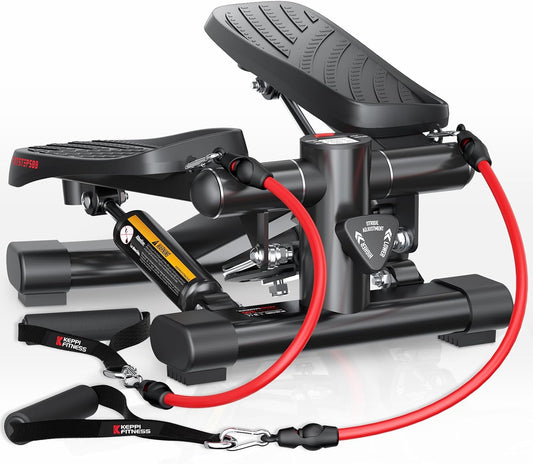 Keppi Fitness Stair Stepper, Steppers for Exercise at Home, Stepper with 2 Pairs of Resistance Bands for Efficient Cardio - Fitstep Series
