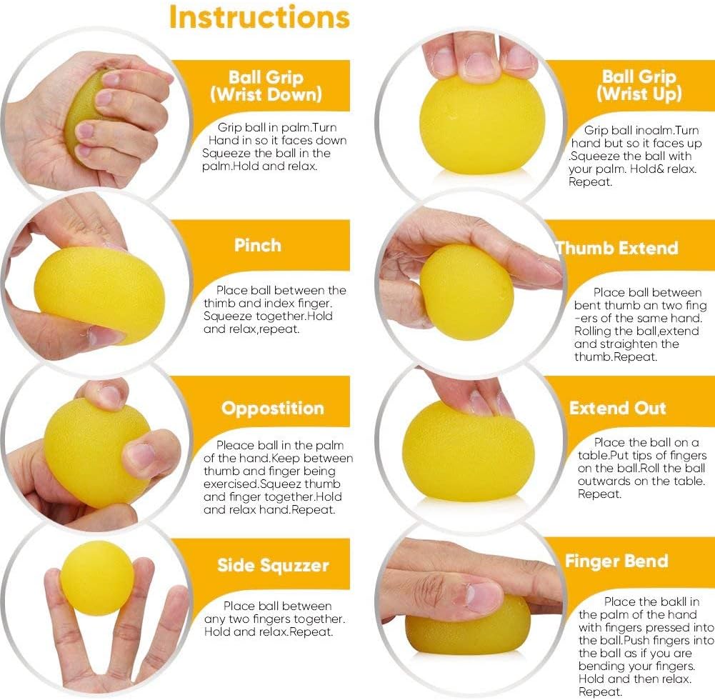 Hand Exercise Balls, Stress Balls, Squeeze Balls for Hand Therapy