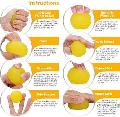 3 PCS Physical Therapy Hand Exercise Balls, Stress Balls for Adults