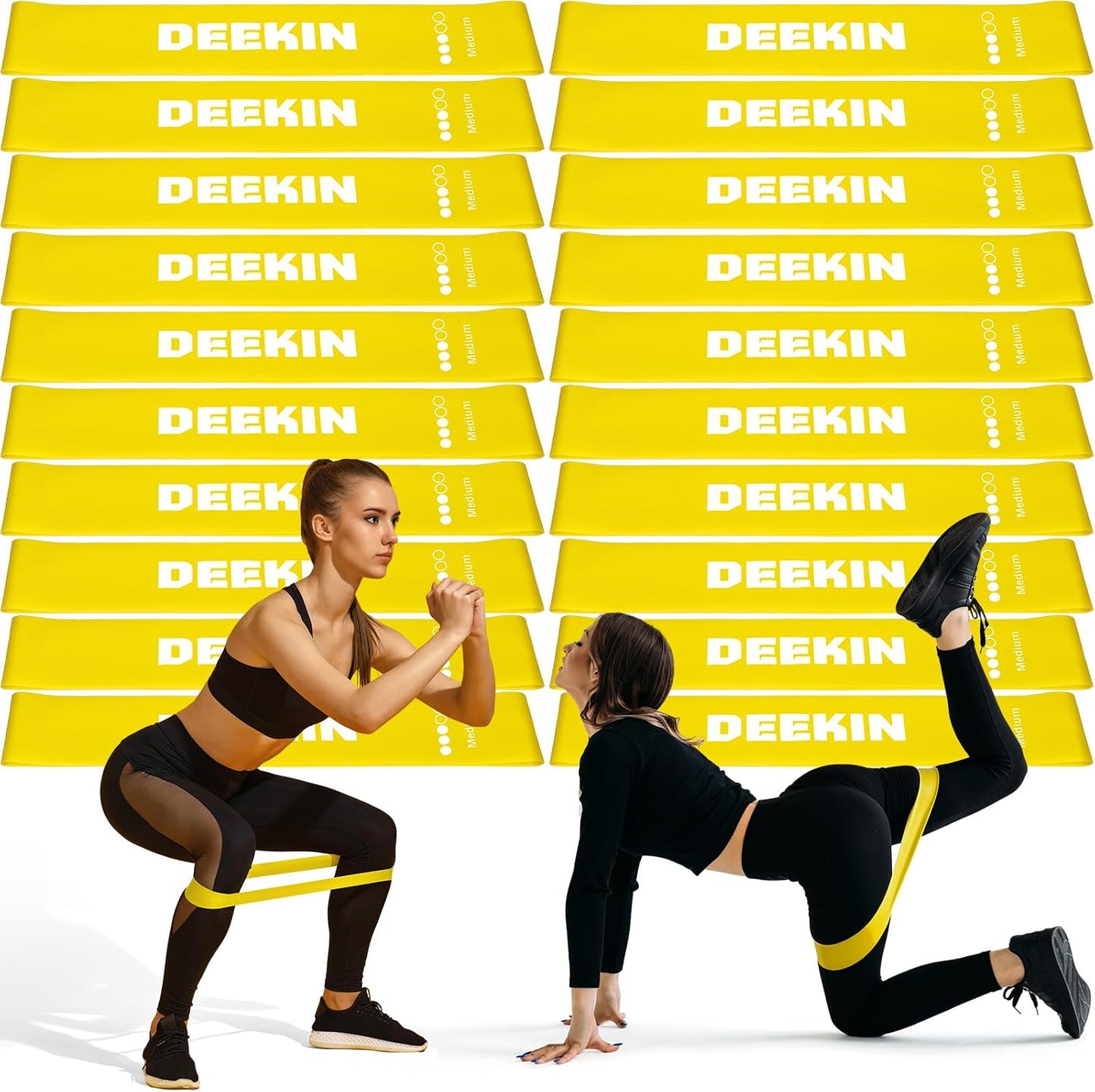 Deekin 20 Pcs Resistance Bands Resistance Loop Exercise Bands Exercise Equipment Elastic Drap Ring for Women and Men Home Fitness, Gym, Yoga
