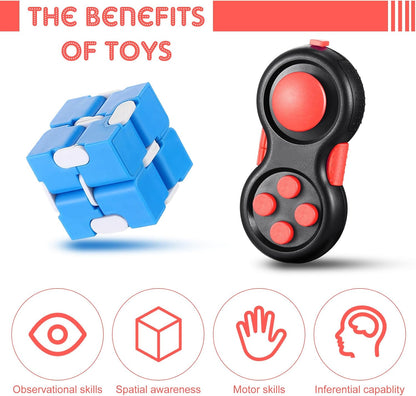 Junkin 48 Pcs Bulk Fidget Pad Controller and Cube Toys Party Favors Mini Blocks Game Controller for Anxiety Stress Relief Birthday Return Gifts Stocking Stuffers for Boy and Girl