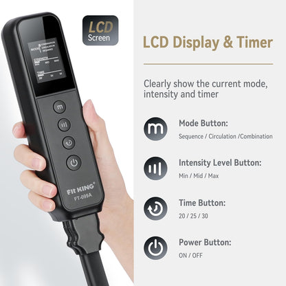 FIT KING Air Compression Leg Massager with Heat and Compression for Circulation and Pain Relief, Full Leg & Foot Massager for Swelling Edema RLS with Pressure Sensor LCD Display for Dad Mom Wife