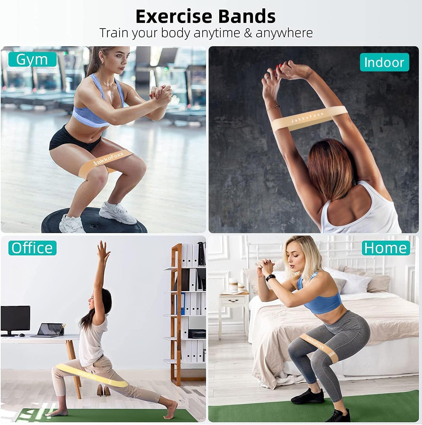 Resistance Loop Exercise Bands, Resistance Bands Exercise Bands for Home Fitness, Stretching, Strength Training, Physical Therapy,Elastic Workout Bands for Women Men Kids, Set of 5