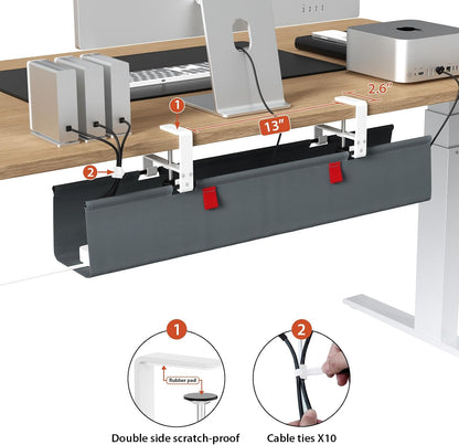 Univivi No Drill Under Desk Cable Management Tray, 36 inch Cable Management