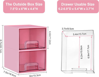 Vtopmart 4 Pack Small Clear Stackable Storage Drawers,Acrylic Bathroom Makeup Organizer,Plastic Storage Bins for Vanity, Undersink, Kitchen Cabinets, Pantry, Home Organization