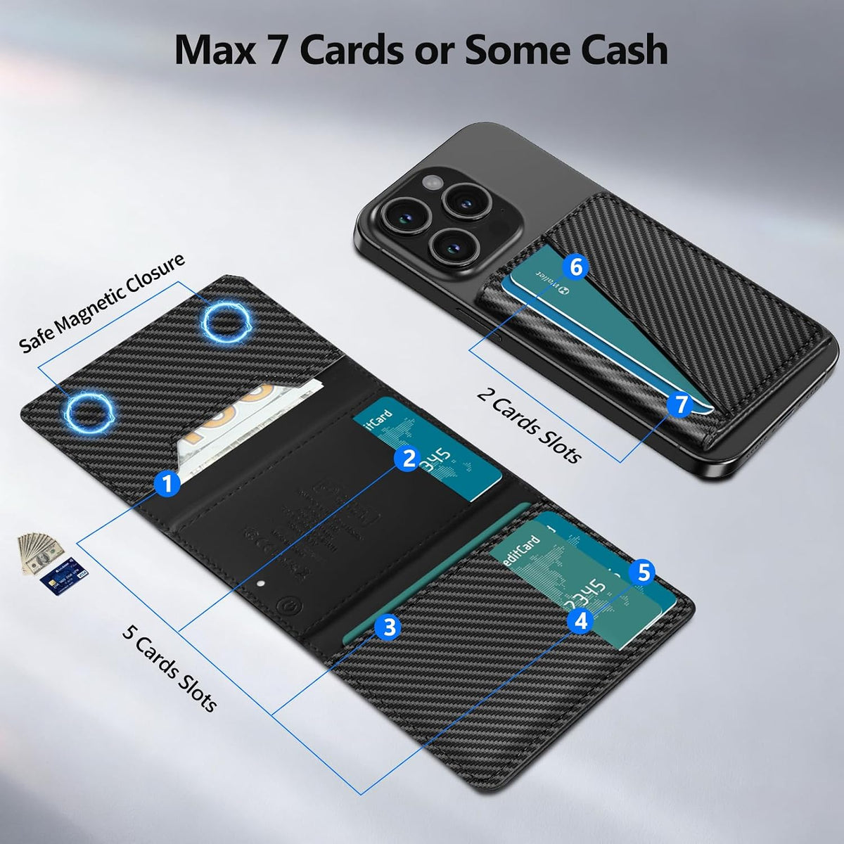 for Magsafe Wallet Work with Apple Find My, Strongest Magnetic Phone Wallet