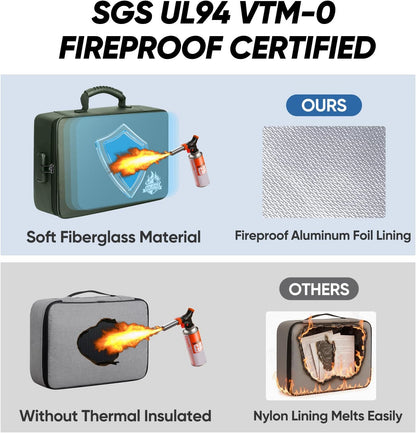 BALEINE Fireproof Document Box with Lock, Waterproof Fire Safe File Bag