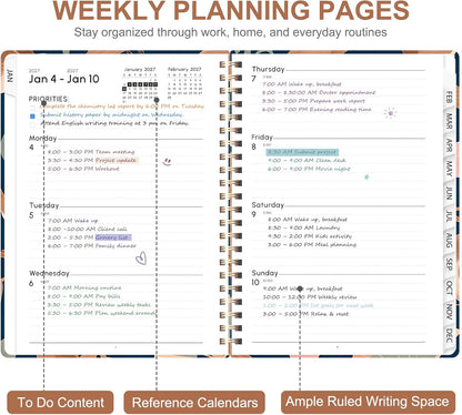 Planner 2026-2027, Weekly and Monthly Calendar Planner, JUL 2026 - JUN 2027 - Colors B
