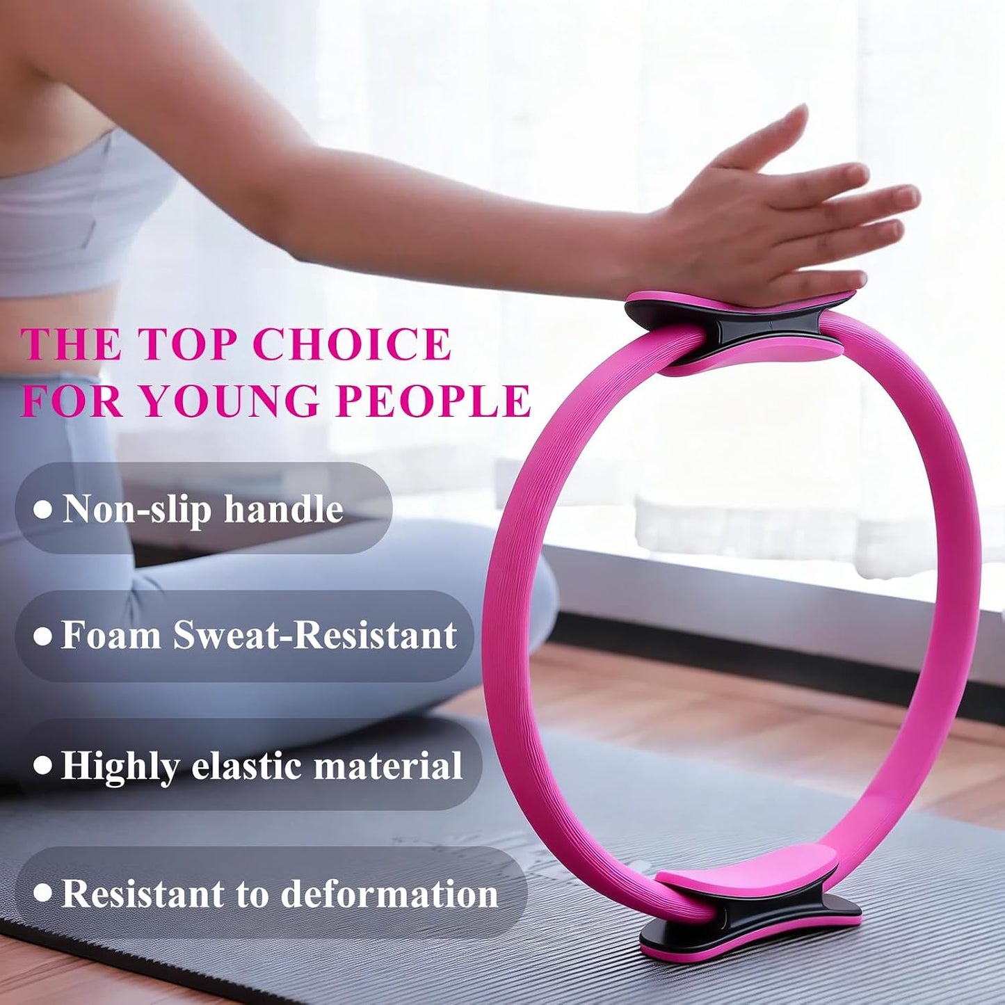 12 Pack Pilates Ring Set - 15 Inch Magic Circle Bulk Yoga Fitness Rings for Full Body Toning, Core Workout and Postpartum Recovery - Portable Lightweight Resistance Circle (6 Black, 3 Blue, 3 Pink)