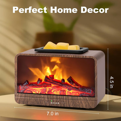 Flame Fireplace Wax Melt Warmer,Scentsy Wax Warmer with Timer, Electric Wax Warmer for Scented Wax with PTC Heating Plate, Wax Burner for Women Gifts & Home Decor(Black)