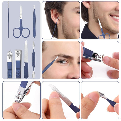Manicure Set Men Finger and Toe Nail Clippers Set Professional Manicure Pedicure Kit with Travel Case Personal Care Tools Accessories Nail Grooming Kit Gifts for Men Women Father Mother