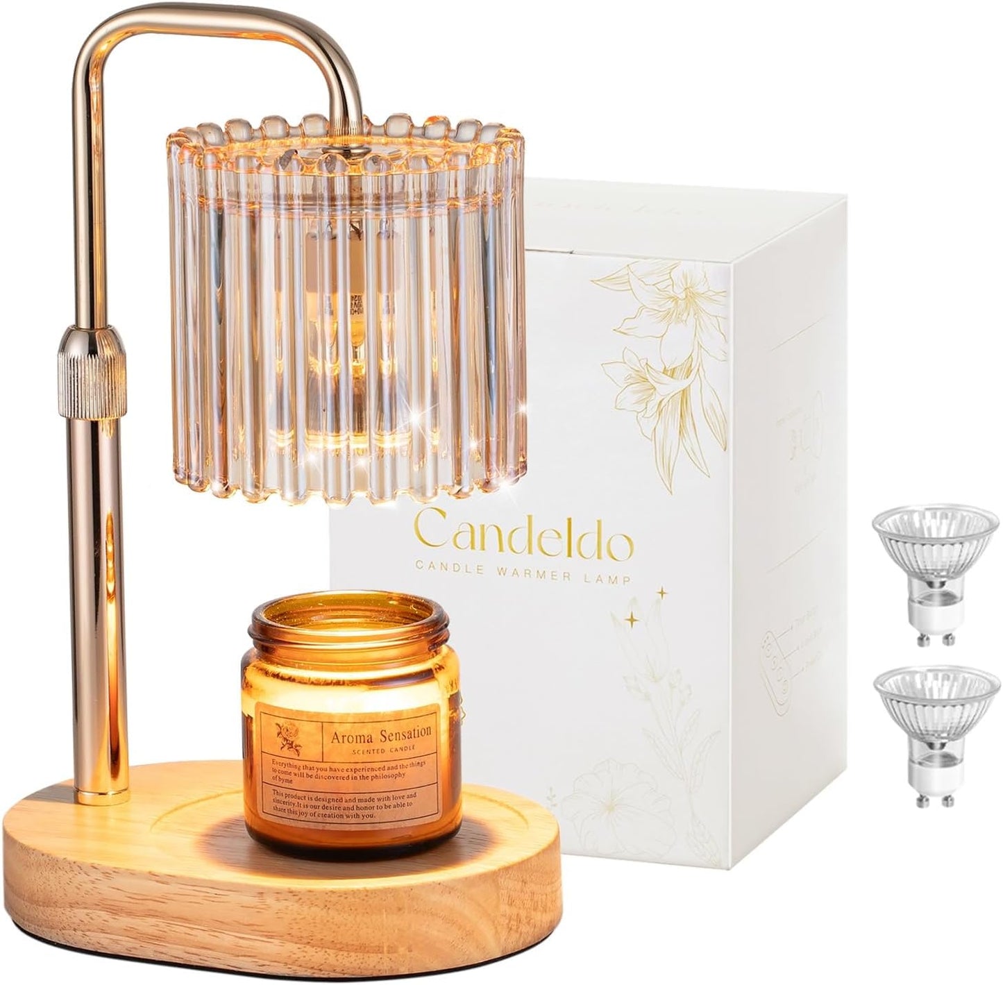 Candeldo Candle Warmer Lamp with Timer: Black Candle Warming Lamp Height Adjustable Wax Melt Warmer Dimmable Modern Farmhouse New Home Bedroom Decor Mothers Day Housewarming Gift for Women