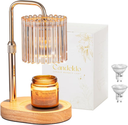 Candeldo Candle Warmer Lamp with Timer: Black Candle Warming Lamp Height Adjustable Wax Melt Warmer Dimmable Modern Farmhouse New Home Bedroom Decor Mothers Day Housewarming Gift for Women