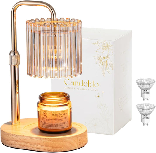 Candeldo Candle Warmer Lamp with Timer: Black Candle Warming Lamp Height Adjustable Wax Melt Warmer Dimmable Modern Farmhouse New Home Bedroom Decor Mothers Day Housewarming Gift for Women