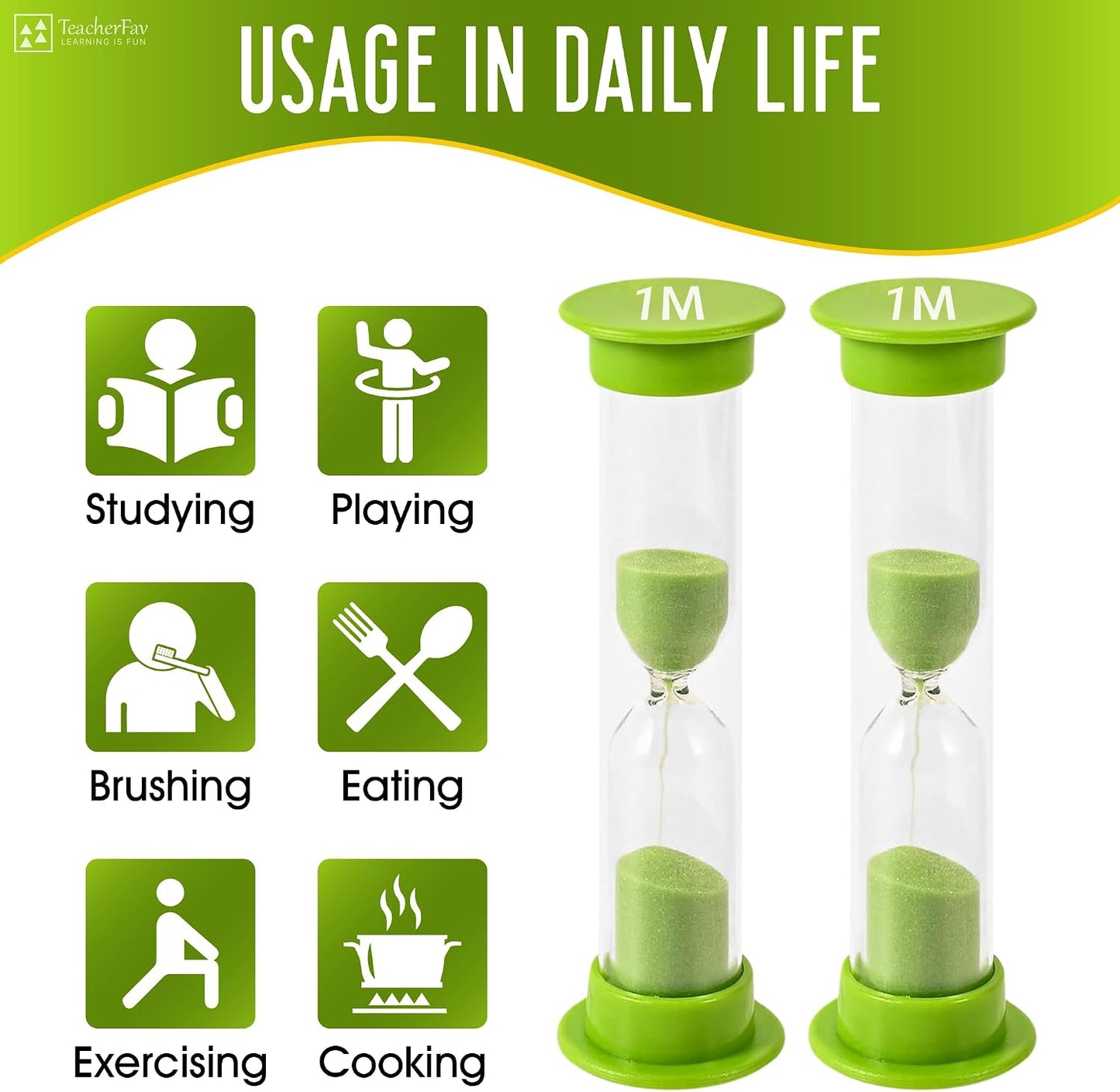 Sand Timer for Kids Set of 3 Small Colorful Hourglass Acrylic Covered Clock 1Min 2Min 5Min for Classroom, Home & Kids Room
