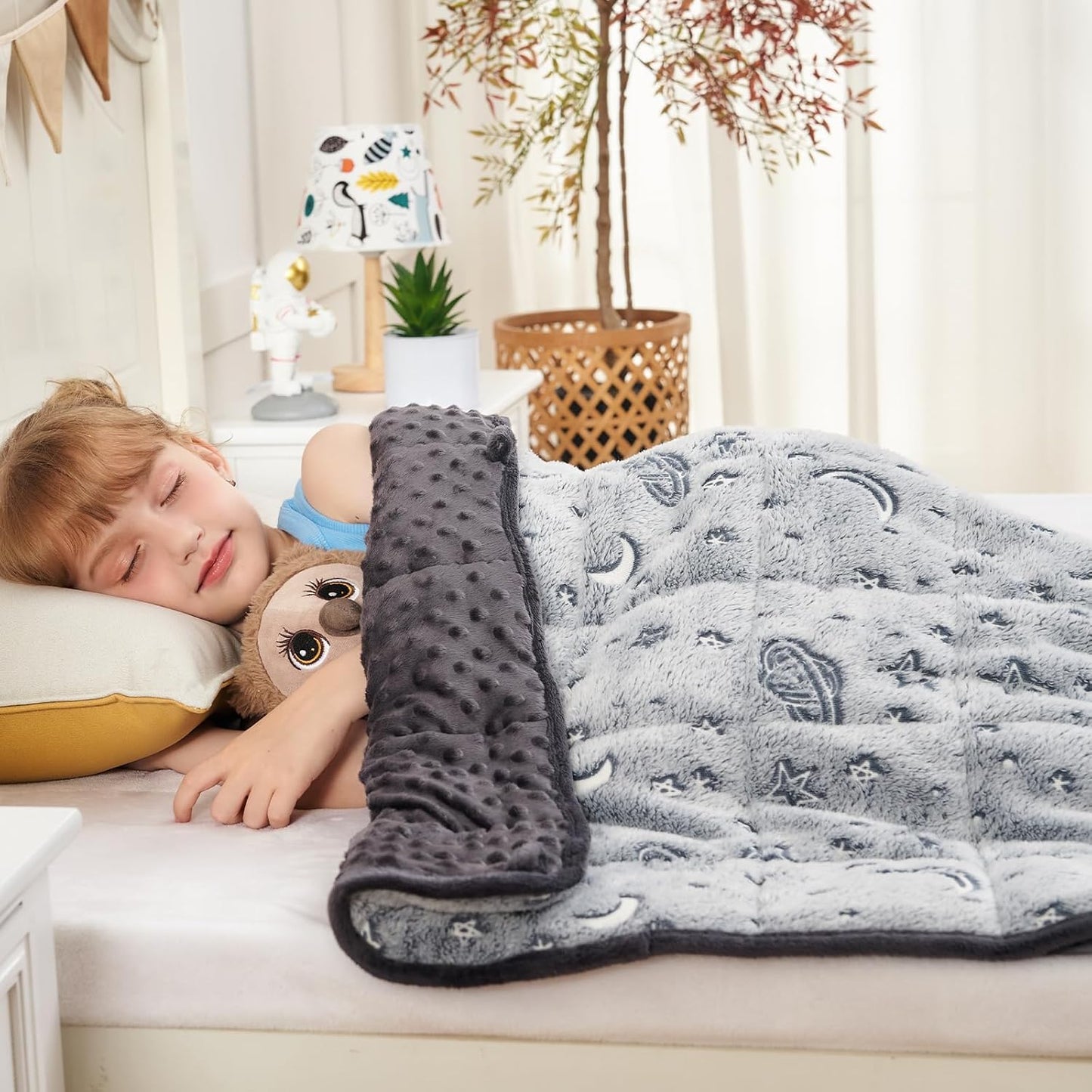 yescool Weighted Lap Pad 2 Pounds Weighted Lap Blanket, Space Plane Small Weighted Blanket, Weighted Throw Blanket Gifts for Travel Indoor Outdoor, 20"x30"