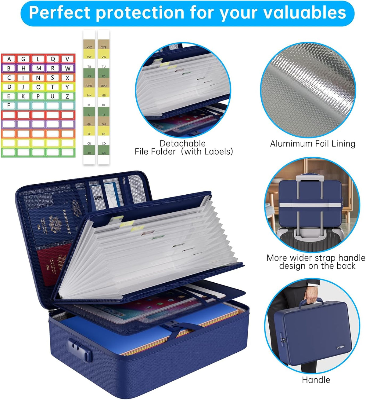 ENGPOW Fireproof File Organizer Bag with 13 Pockets Accordion File Folder