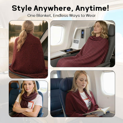 Travel Blanket Airplane - Ultra Soft & Lightweight Knit Design