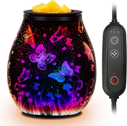 Wax Melt Warmer for Scented Wax- Glass Wax Melter for Home Fragrance with Removable Tray, Essential Oil Warmer Wax Cubes Burner Aroma Night Light for Home Office Bedroom Decor Gifts for Women