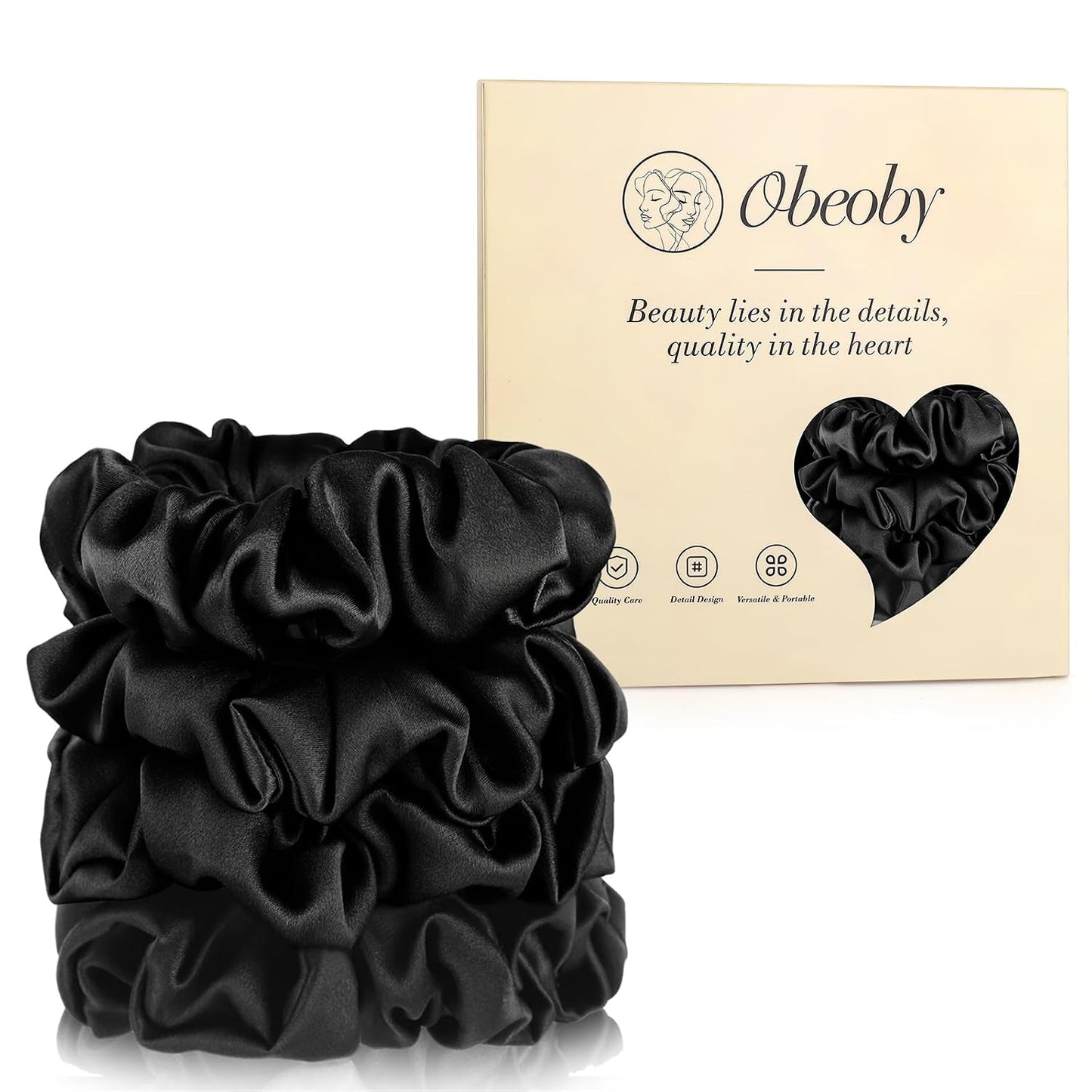 4 Pack 100% Mulberry Silk Scrunchies for Hair Sleep, No Damag Frizz Control Stylish Silk Hair Scrunchies Small Gifts for Women