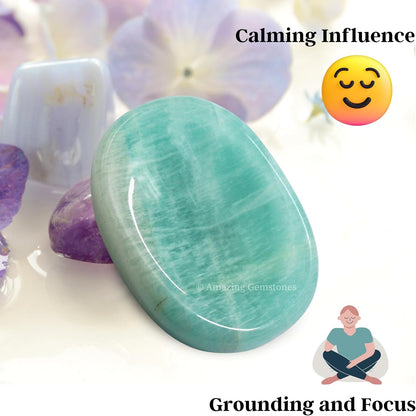 Amazing Gemstone Labradorite Thumb Worry Stone, Anxiety Stone, Healing Crystals - Piedra Crystal Fidget for Gift, Meditation, Calming, Relaxation, Stress Relief - Colors A