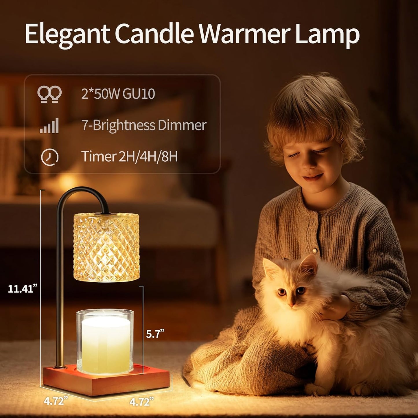 TigQiang Candle Warmer Lamp with Timer Dimmer, Birthday Gifts for Women Mom, House Warming Gifts, Elegant New Home Decor, Wax Warmer for Jar Candles, Heater Lamp for Scented Wax, Amber Glass