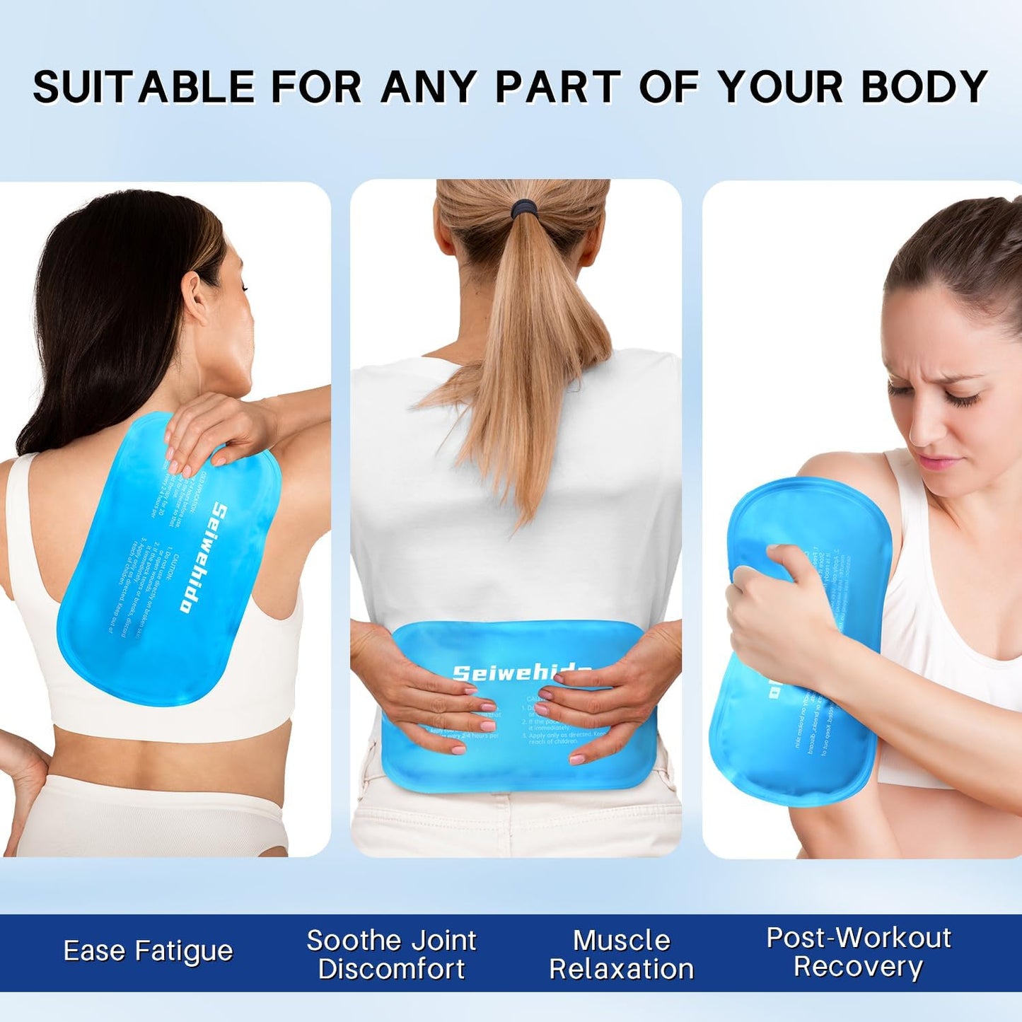 Ice Packs for Injuries Reusable Gel 2 Hot Cold Compress Therapy Pack with Adjustable Strap Soft Ice Wraps for Ankle Knee Leg Neck Shoulder Wrist Feet Back Pain Relief (Purple, Medium 10 x 5.5 Inch)