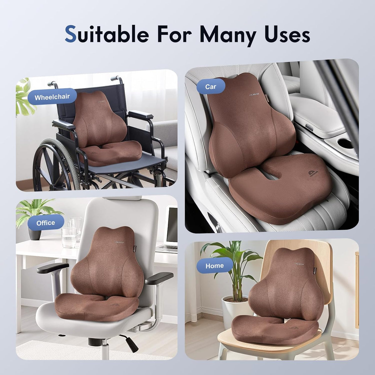 Coverado Car Lumbar Support Pillow and Car Neck Pillow Kit, Ergonomic Design Car Headrest Pillow for Driving, Relax Back Head Muscles Relieve Driving Fatigue, Breathable & Removable Cover, Gray