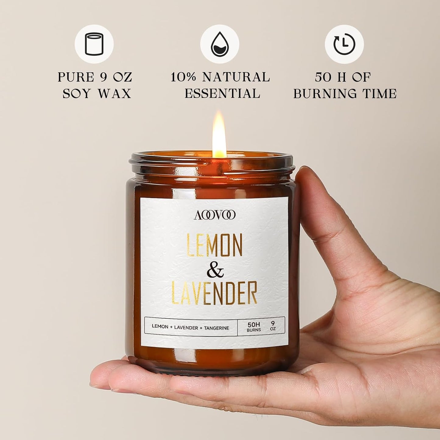 AOOVOO Coconut Vanilla Candles - 9 oz Scented Candles, Aromatherapy Candle, Soy Candle for Home Scented