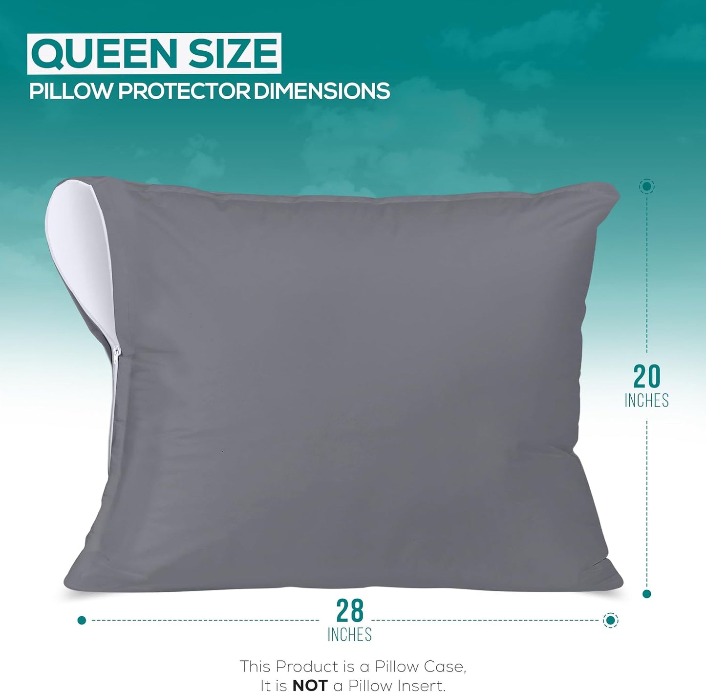 Utopia Bedding Premium 100% Waterproof Pillow Protectors with Zipper Standard Size (Set of 4), Bed Bug and Dust Mite Proof Zippered Pillow Covers, Pillow Encasement Cases, Gray