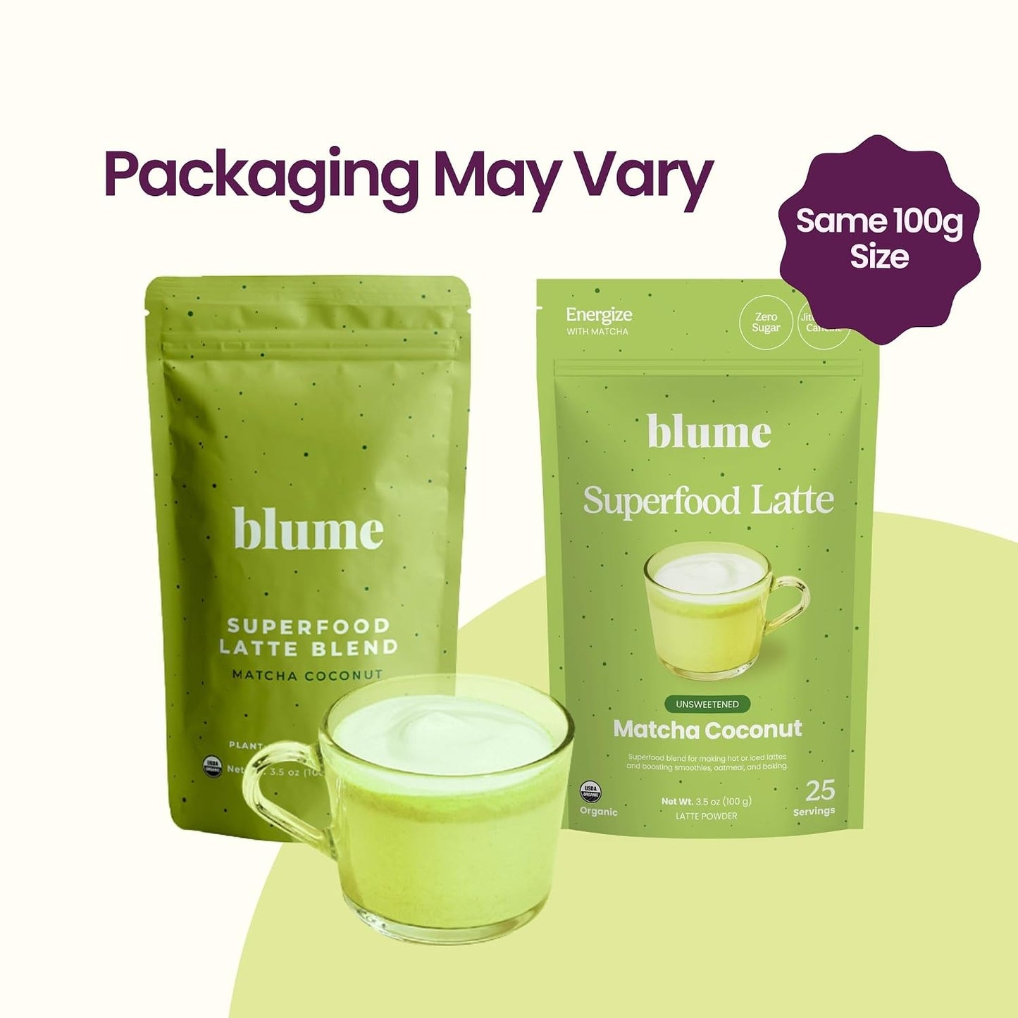 Blume Superfoods Latte - Matcha Powder with Coconut, Natural Caffeine, L-Theanine, All Day Energy & Focus, Sugar-Free, Moringa, Vegan, Organic Matcha Latte from Shizuoka Japan, Green Tea - 25 Servings