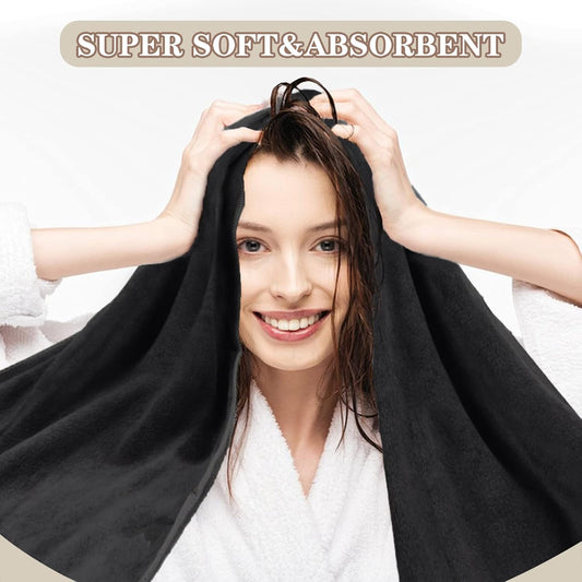 SUNLAND Microfiber Hair Towels Anti Frizz Hair Drying Towel Super Absorbent Fast Drying Turbans for Wet Curly Hair Soft Hair Towel Wrap with Elastic Band for All Hair Types 40 X 20 inches Navy Blue