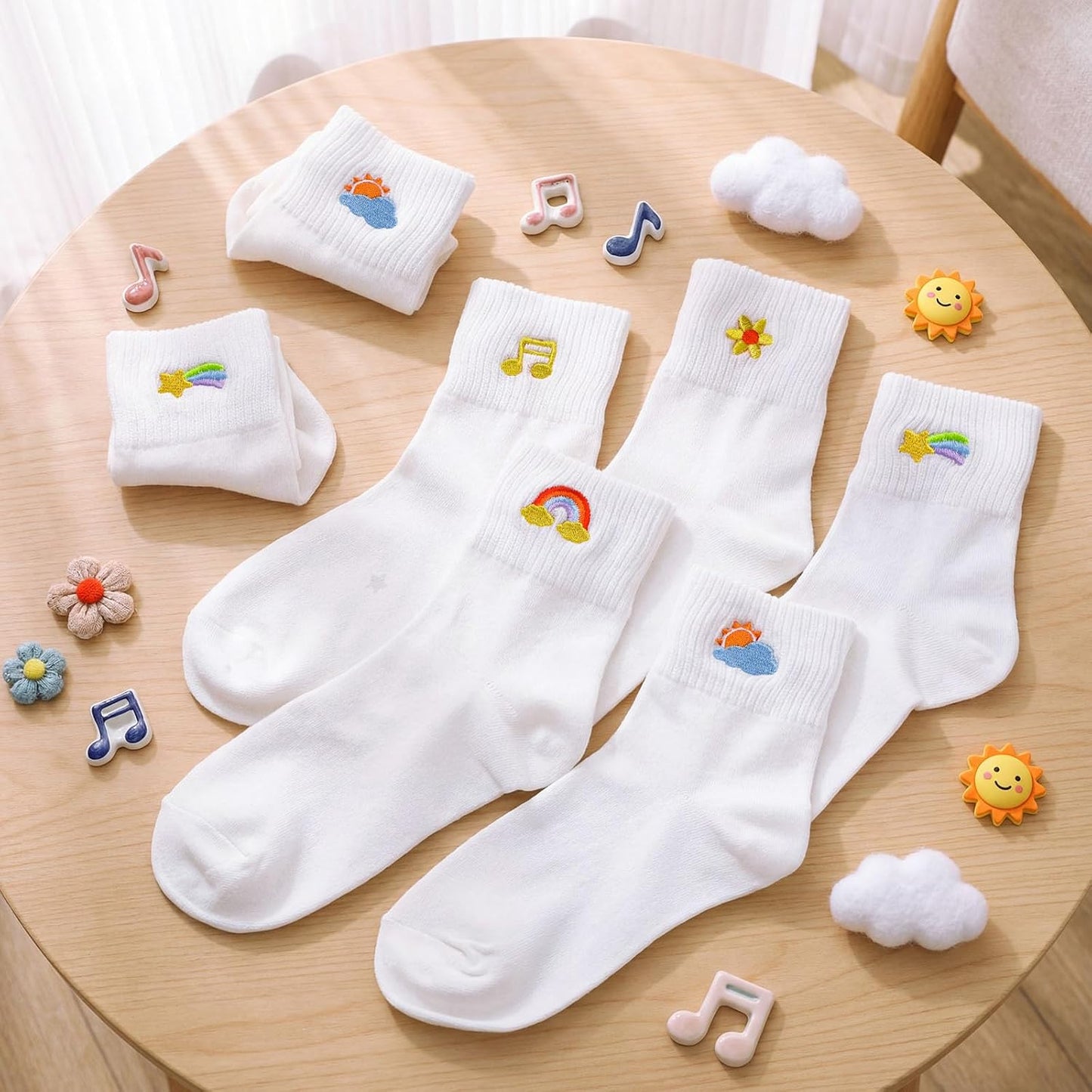 Eurzom 10 Pairs Socks Womens Crew Elastic Ankle Length Cotton Socks Aesthetic Cute Lightweight Low Cut Gifts for Women - Colors A