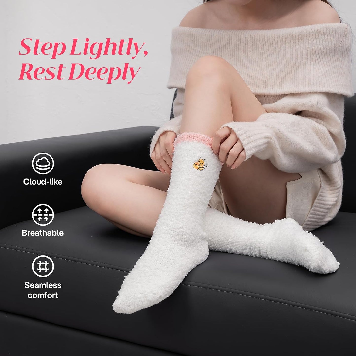 COOLMATE Fuzzy Socks for Women Gift Box – Cozy Soft Cloud Socks for Spa Home, Mother’s Day Gifts for Mom Grandma
