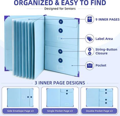 Estate Planning Binder, Document Organizer, Emergency Records File (Blue)