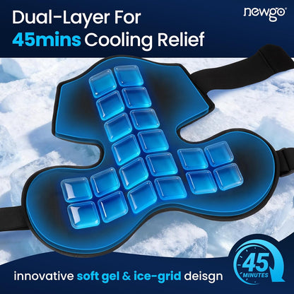 NEWGO Shoulder Ice Pack Rotator Cuff Cold Therapy, 45-Min Long-Lasting Ice Packs for Shoulder & Arm with Ice Grid Design, Flexible Cold Compression Wrap for Post-Surgery, Muscle Relaxation & Swelling
