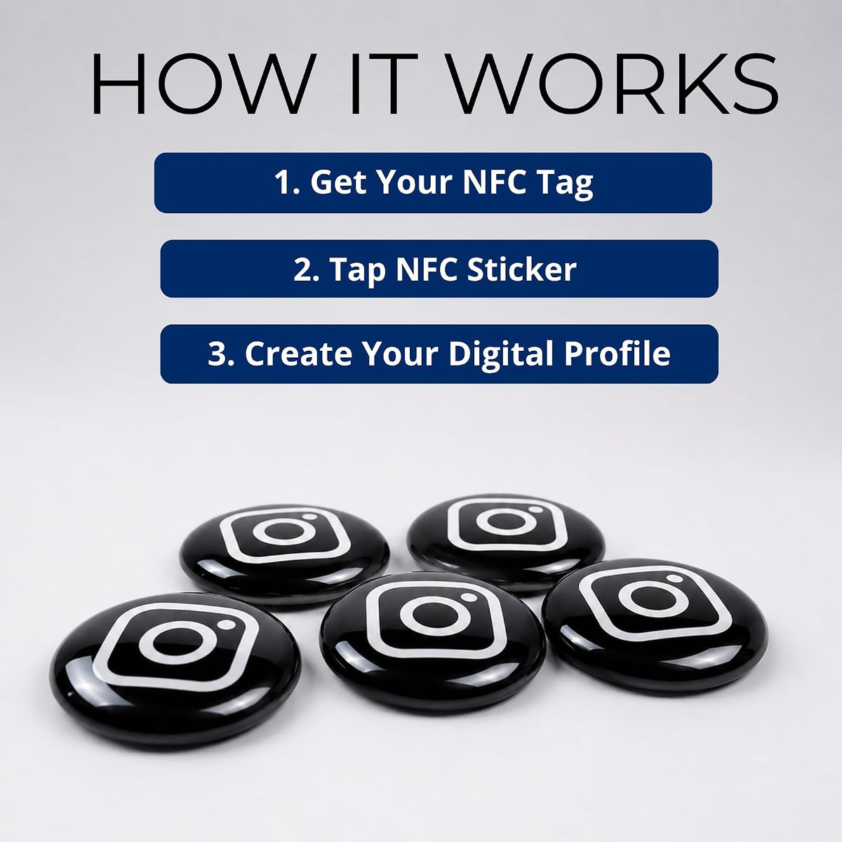 NFC VTAG.ID Label - Tap to Share Your Profile (Black & White)