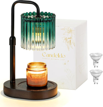 Candeldo Candle Warmer Lamp with Timer: Black Candle Warming Lamp Height Adjustable Wax Melt Warmer Dimmable Modern Farmhouse New Home Bedroom Decor Mothers Day Housewarming Gift for Women