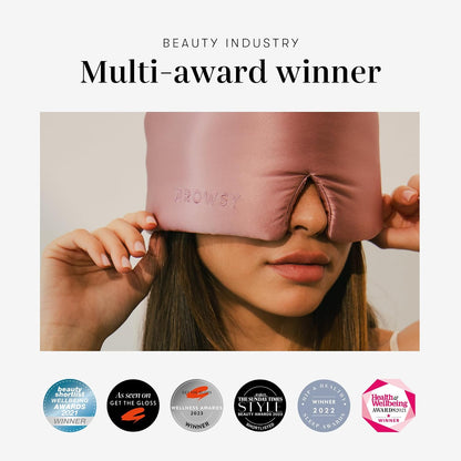DROWSY Eyelash Protecting Silk Sleep Mask for Natural Lashes & Extensions. Deep Eye Cups, Zero Pressure, Total Blackout, Full Wraparound (Moonlight Shadow)