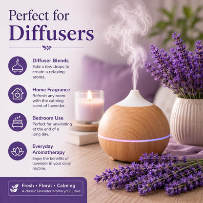 2 Bottles – GreenHealth Lavender Essential Oil – 16 fl oz Each (32 fl oz Total) – 100% Pure & Uncut – Aluminum Bottles – Bulk Lavender Oil for Diffuser, Aromatherapy, Soap Making & Candles