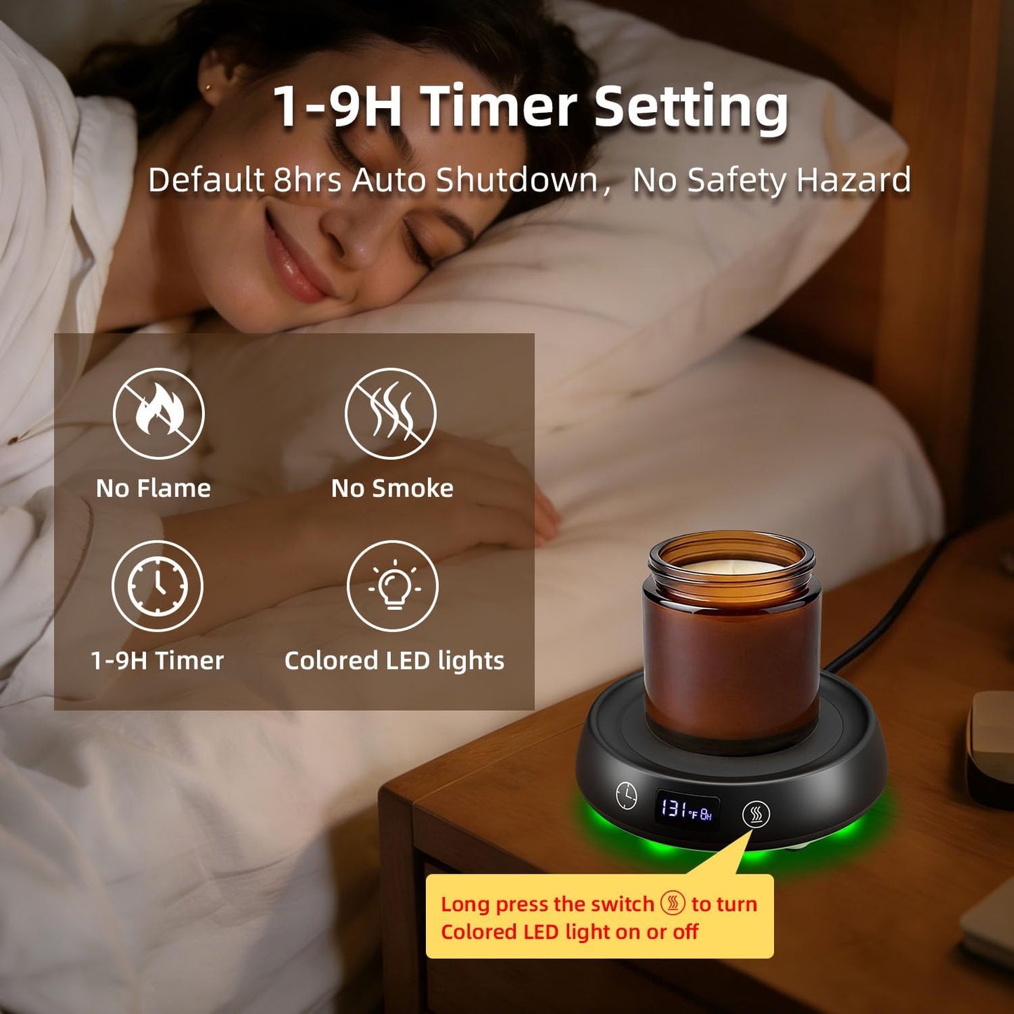 Coffee Mug Warmer Set, Smart Heated Electric Cup Warmer for Desk Office with 8H Auto Off, 1-9H Delay Startup & Shutoff Timer, 3 Temperature Control Coffee Tea Beverage Warmer, Ideal Gifts for Man