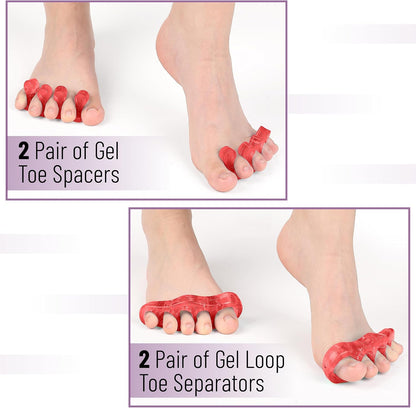 DR. JK- ToePal Gel Toe Separator, 2 Pairs, Toe Spacers, Toe Straightener, Hammer Toe Straightener, Toe Spreader, Toe Stretcher, Toe Corrector for Women and Men, Bunion Corrector
