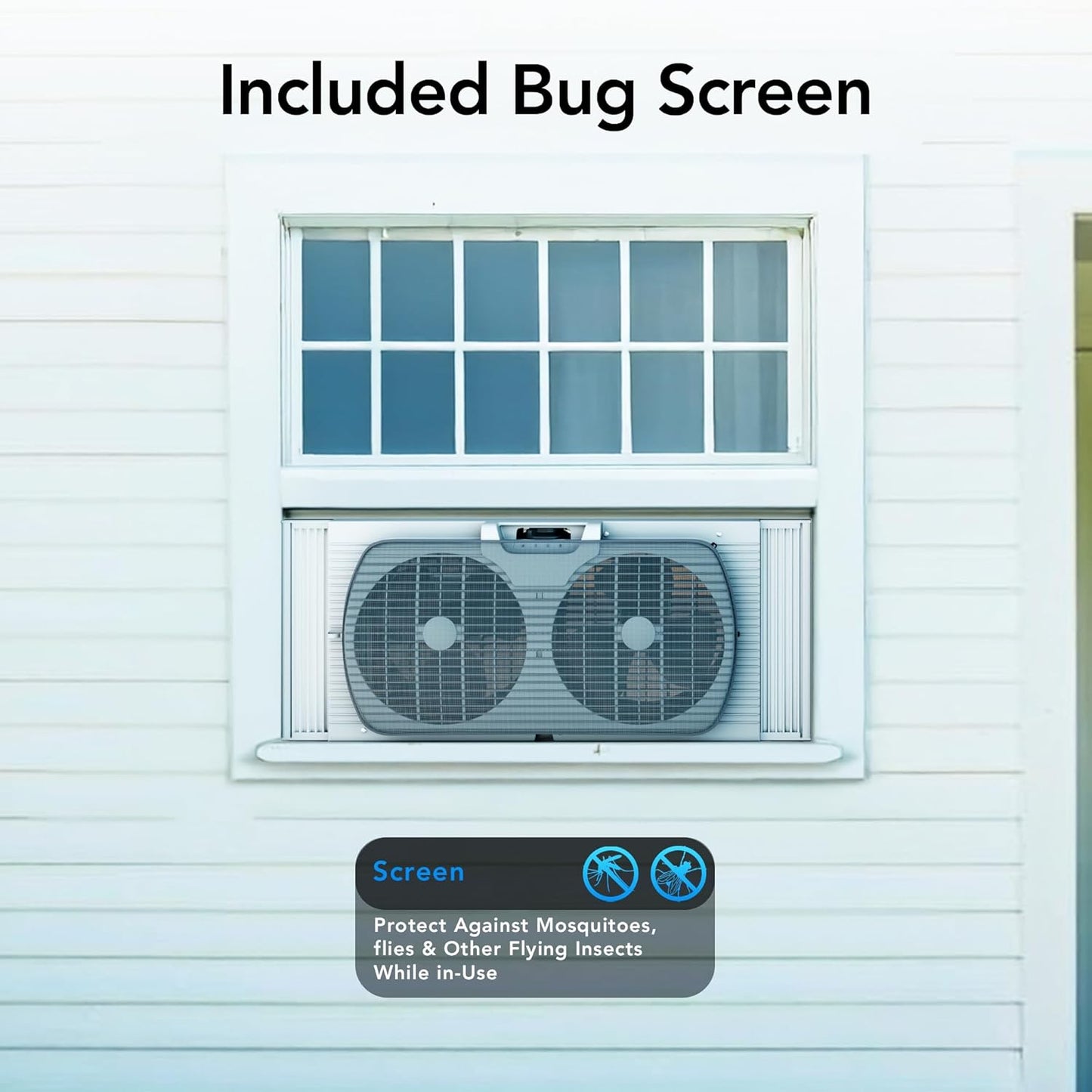 Comfort Zone Twin Window Fan with Reversible Airflow Control, 9 inch, Auto-Locking Expanders, 2 Speed Fan, Dual Fan, Exhaust, Airflow 9.84 ft/sec, Ideal for Home, Kitchen, Bedroom & Office, CZ319WT