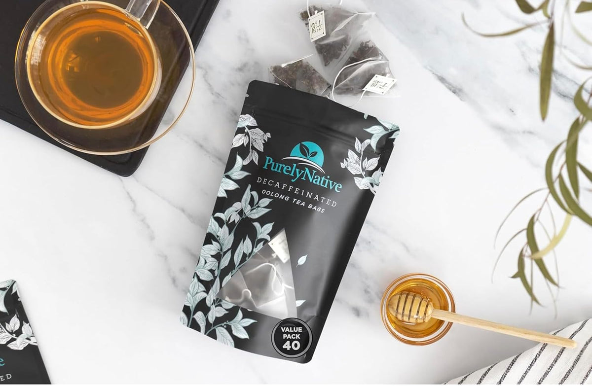 Decaffeinated Oolong Tea Bags Value Pack, Caffeine Free Hot or Iced Tea Brew | Decaf Oolong Tea Triangles | 40 Tea Bag Sachets Makes 80 Cups Of Tea