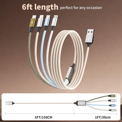 4 in 1 Multi Charging Cable, 5FT Charging Cords for Multiple Devices